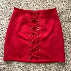 Red mini skirt